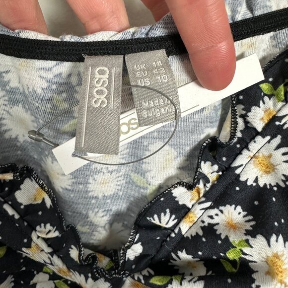 NWT ASOS Daisy Floral Dress Womens Size 10 Sweetheart Neck Tie Shoulder Boho NEW - Picture 7 of 16